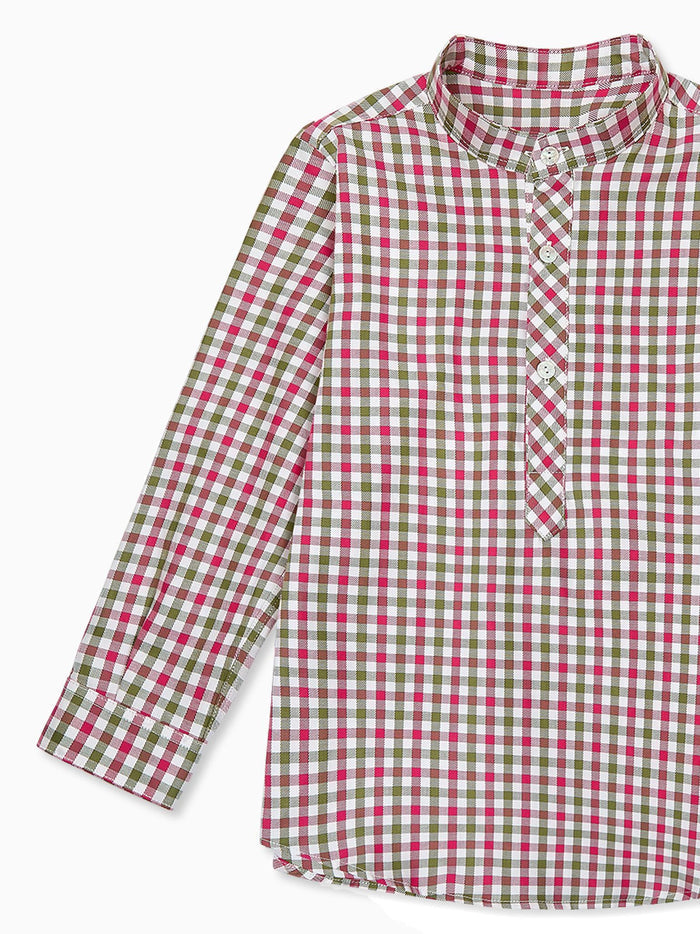 Green Check Jazmin Long Sleeve Boy Shirt