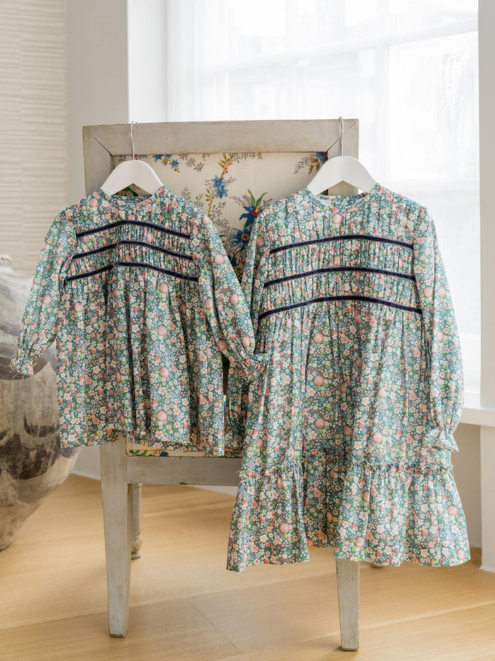 Green Floral Belia Baby Girl Smocked Set