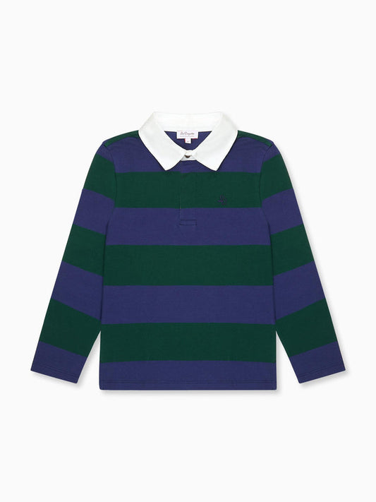 Green Stripe Tijo Long Sleeve Boy Rugby Shirt