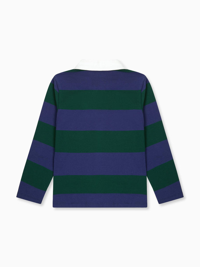 Green Stripe Tijo Long Sleeve Boy Rugby Shirt