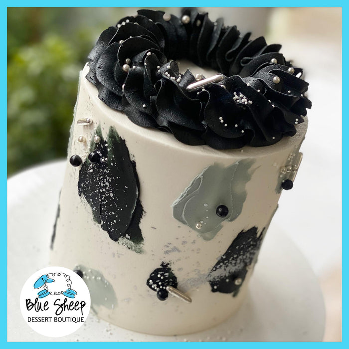 grey and black paletter to go cake