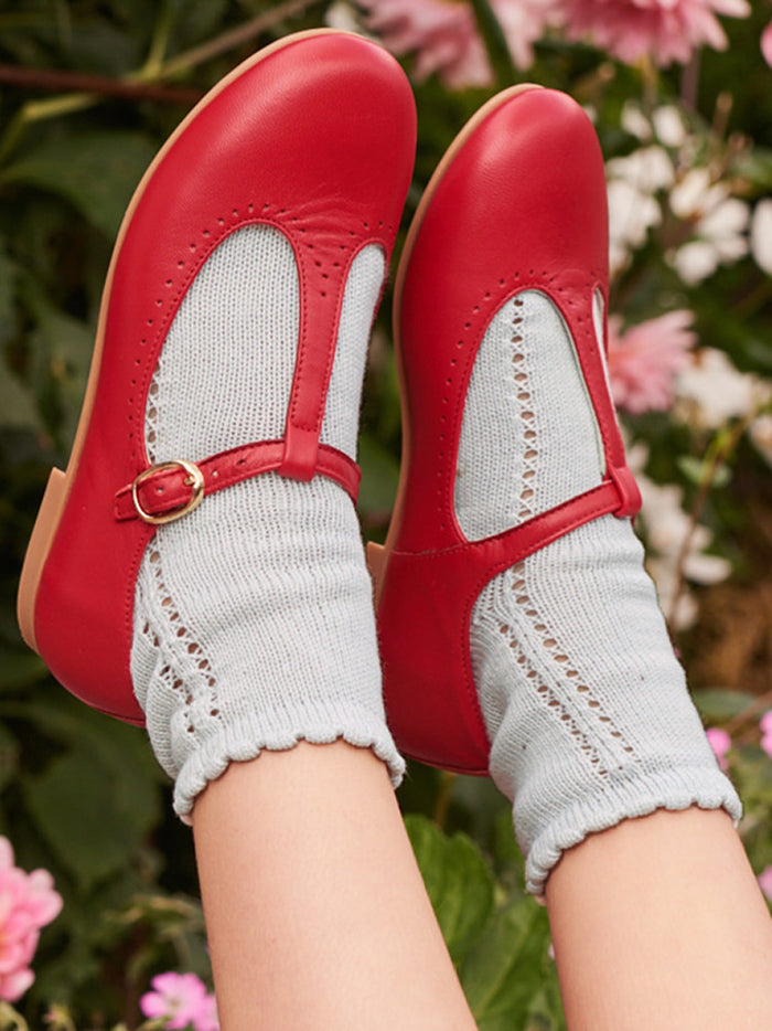 Grey Openwork Short Girl Socks
