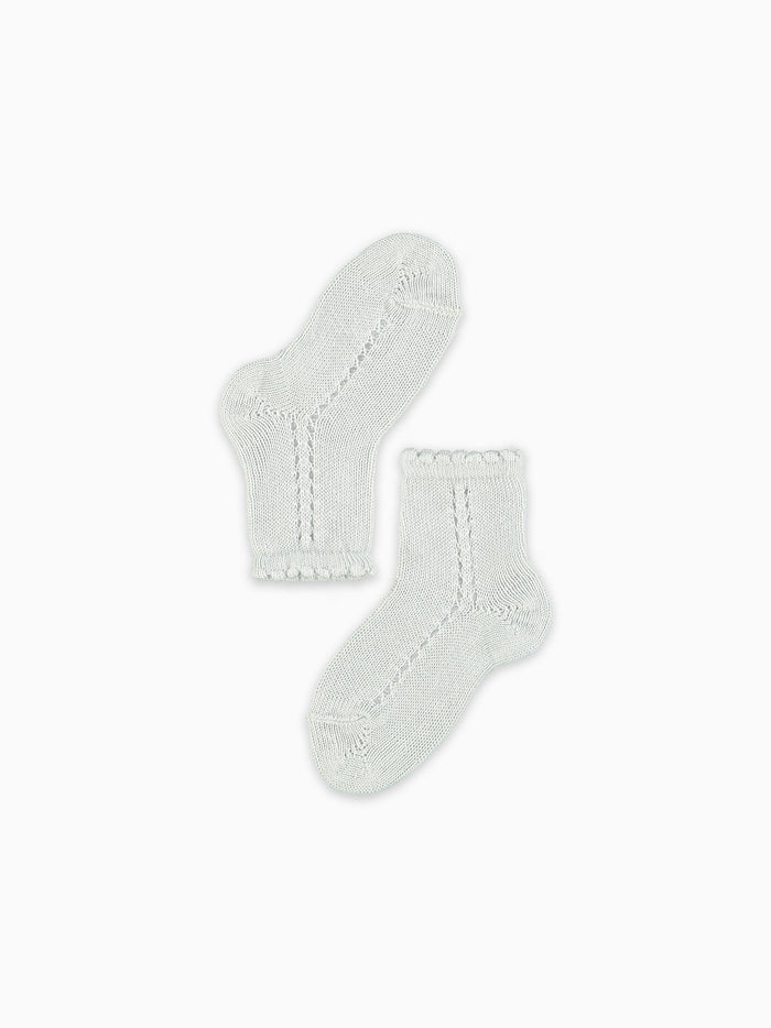 Grey Openwork Short Girl Socks