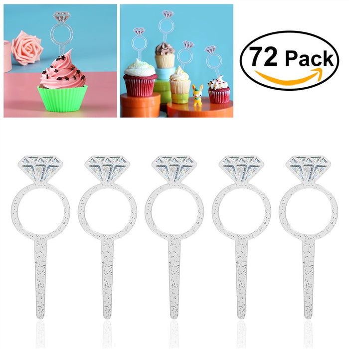 HOMEMAXS 72 Pcs Plastic Clear Diamond Cake Toppers Cake Decoration Party Ceremony Cupcake Picks