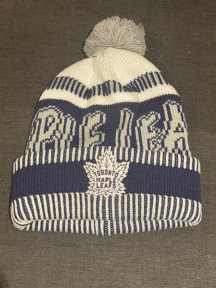 Youth Toronto Maple Leafs Script Cuffed Knit Hat with Pom