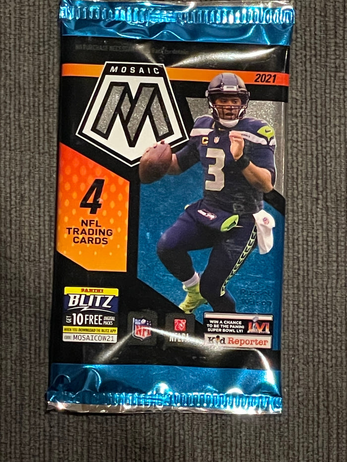 2021 Panini NFL Mosaic Retail Exclusive Football - 1 Pack / 4 Cards per pack (Reactive Blue Parallels)