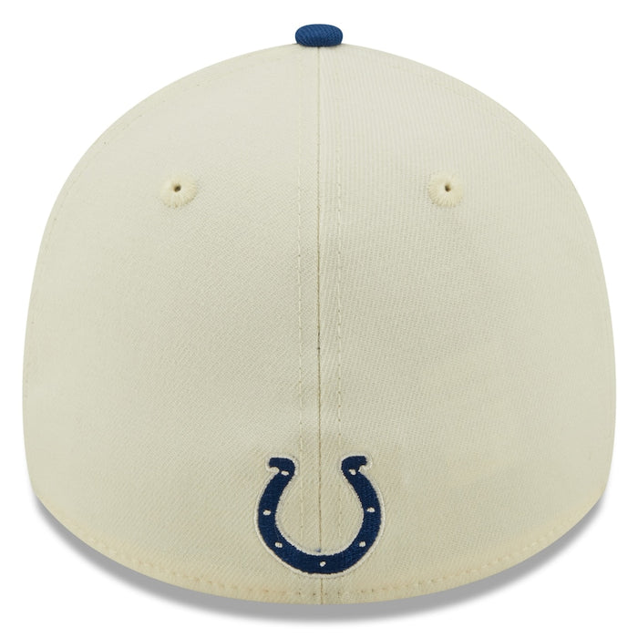 Indianapolis Colts 2022 Sideline New Era Cream/Royal - 39THIRTY 2-Tone Flex Hat