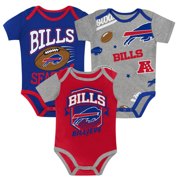 Infant Buffalo Bills AFC Grey/Red/Blue 3-Piece Creeper Set