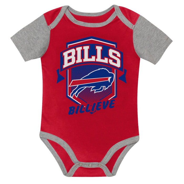 Infant Buffalo Bills AFC Grey/Red/Blue 3-Piece Creeper Set