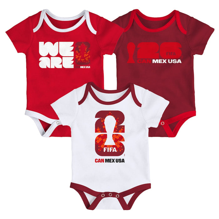 Infant Canada FIFA World Cup 2026 Host City 3-Pack Bodysuit Set - Red/White