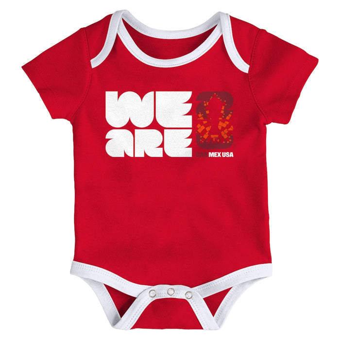 Infant Canada FIFA World Cup 2026 Host City 3-Pack Bodysuit Set - Red/White