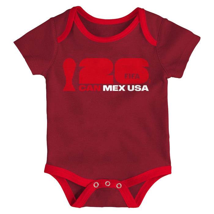 Infant Canada FIFA World Cup 2026 Host City 3-Pack Bodysuit Set - Red/White