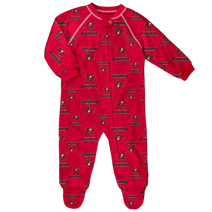 Infant Tampa Bay Buccaneers Raglan Zip-Up Red Coverall Sleeper