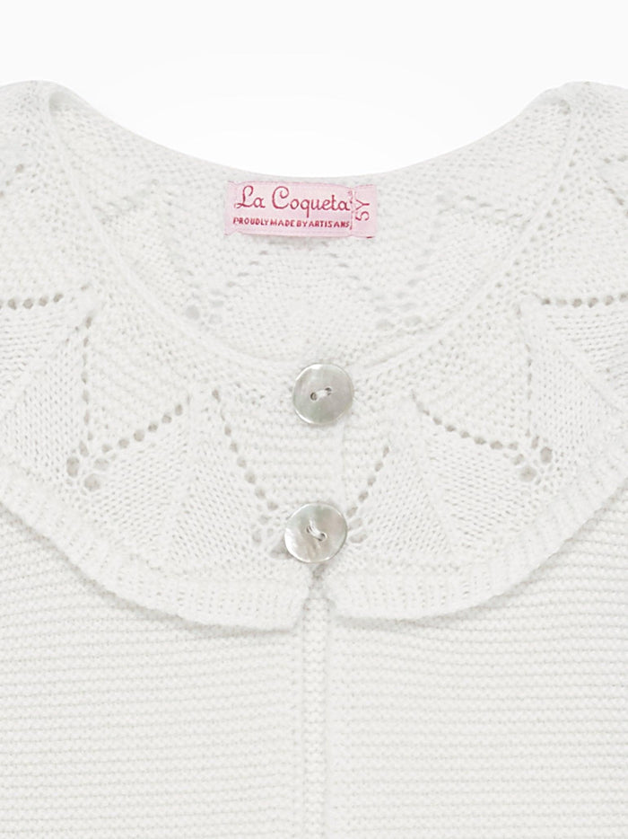 Ivory Baena Merino Girl Cardigan