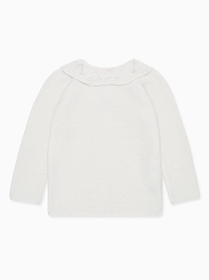 Ivory Baena Merino Girl Cardigan
