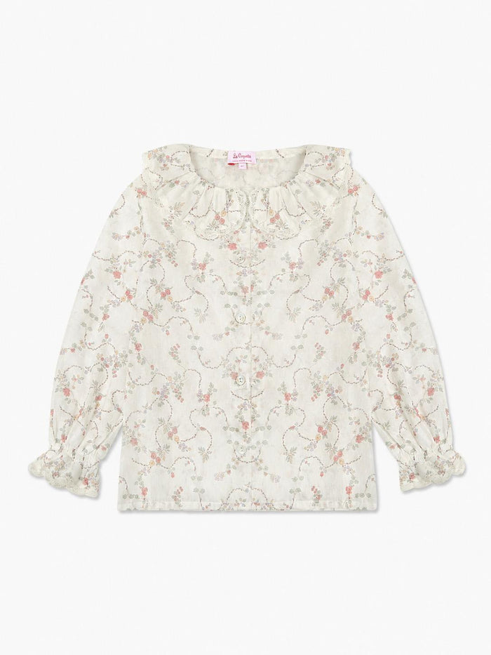 Ivory Floral Lila Long Sleeve Girl Shirt