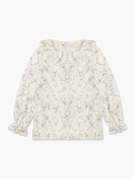 Ivory Floral Lila Long Sleeve Girl Shirt