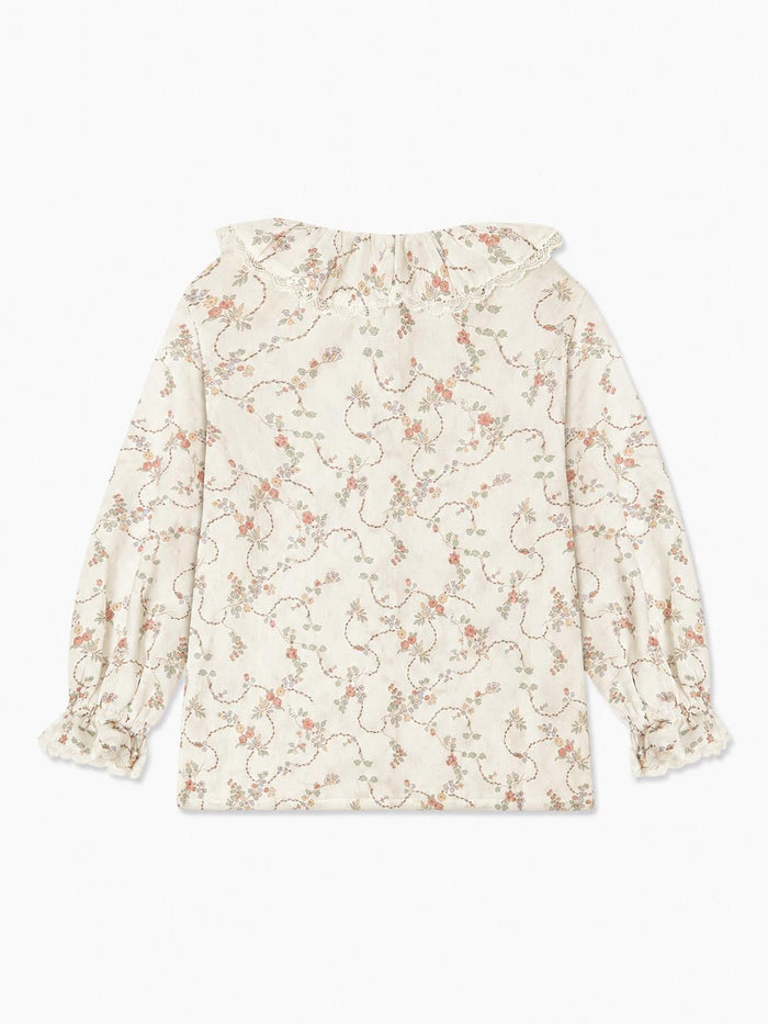 Ivory Floral Lila Long Sleeve Girl Shirt