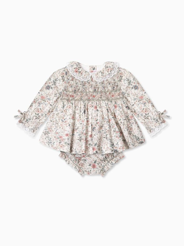 Ivory Floral Milla Baby Girl Hand-Smocked Set