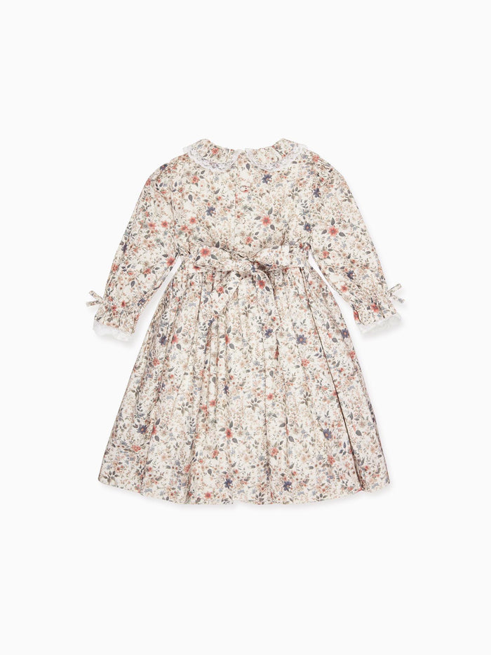 Ivory Floral Milla Girl Hand-Smocked Dress