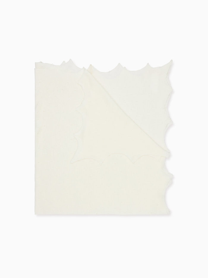 Ivory Openwork Cotton Baby Blanket