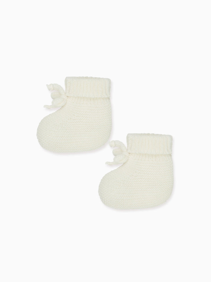 Ivory Rimevera Merino Baby Booties