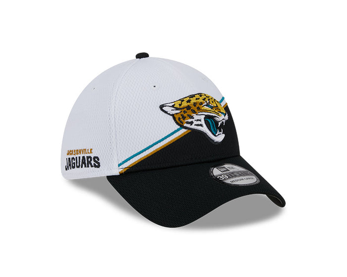 Jacksonville Jaguars New Era 2023 Sideline 39THIRTY Flex Hat - White/Black