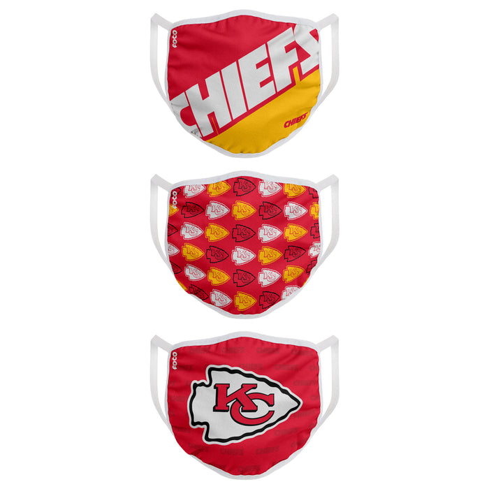 Kansas City Chiefs Game Time FOCO NFL Face Mask Covers Adult 3 Pack
