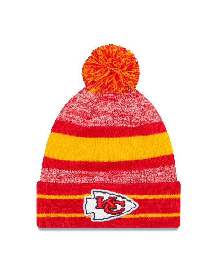 Kansas City Chiefs Primary Logo New Era Red/Yellow Cuffed Knit Pom
