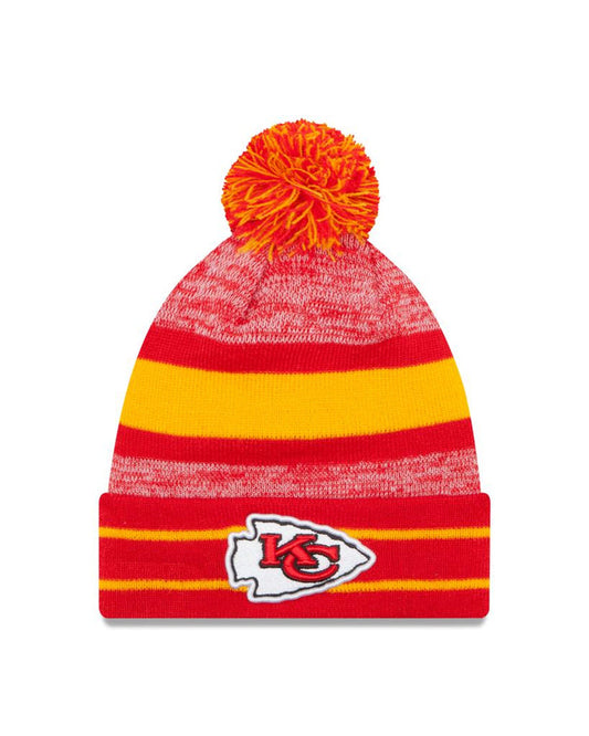 Kansas City Chiefs Primary Logo New Era Red/Yellow Cuffed Knit Pom