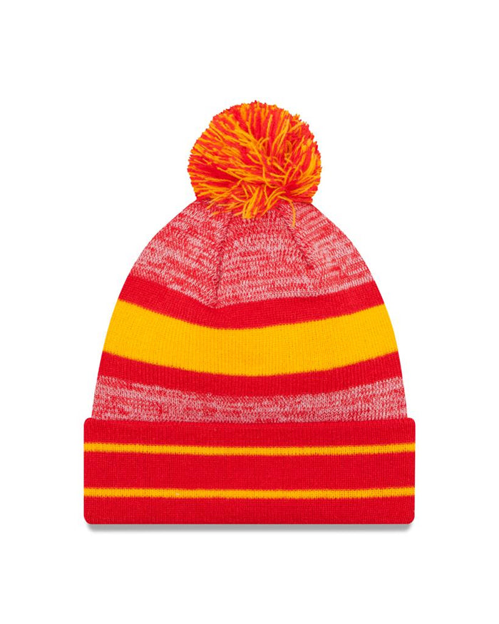 Kansas City Chiefs Primary Logo New Era Red/Yellow Cuffed Knit Pom
