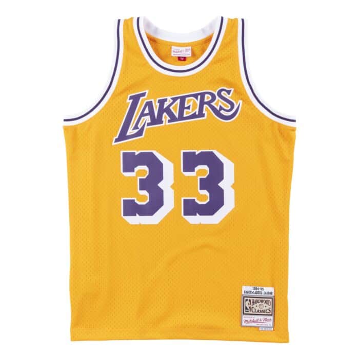 Kareem Abdul-Jabbar #33 Los Angeles Lakers Mitchell & Ness 1984-85 Hardwood Classic Swingman Gold Jersey