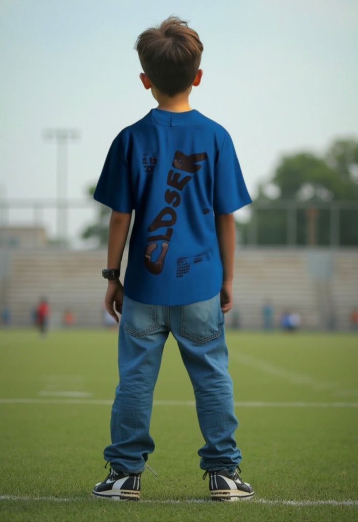 Kid's Oversized T-Shirts - Petrol Blue-Closer