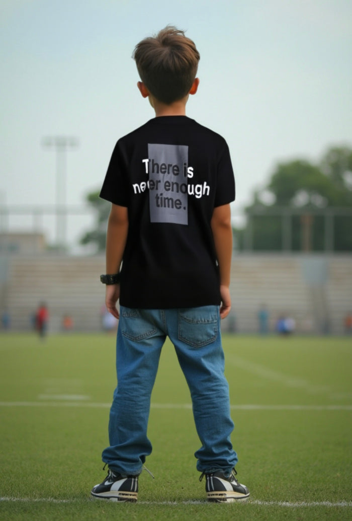 Kid's Oversized TShirts- Black-There Is Never Enough Time