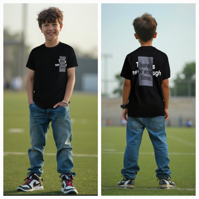 Kid's Oversized TShirts- Black-There Is Never Enough Time