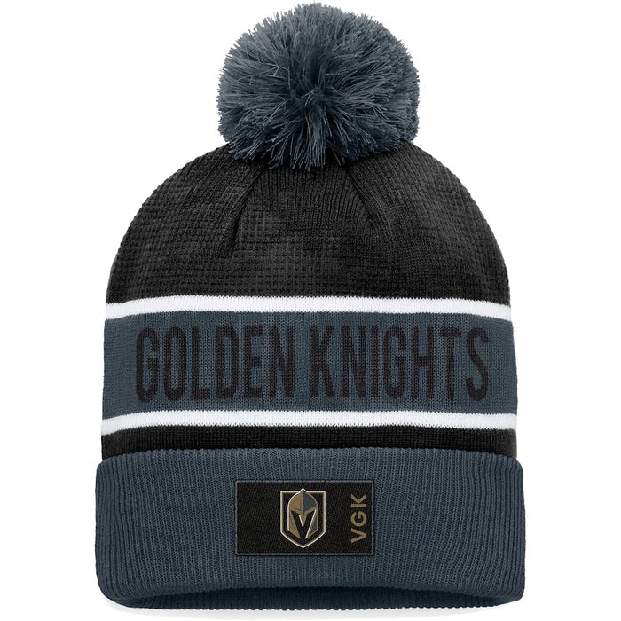 Las Vegas Golden Knights Fanatics Branded Grey/Black 2022 NHL Draft - Authentic Pro Cuffed Knit Toque with Pom