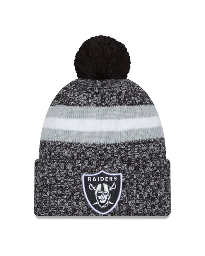 Las Vegas Raiders New Era 2023 Sideline - Sport Cuffed Pom Knit Hat - Black