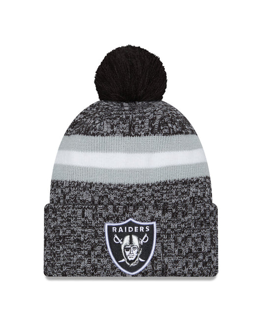 Las Vegas Raiders New Era 2023 Sideline - Sport Cuffed Pom Knit Hat - Black