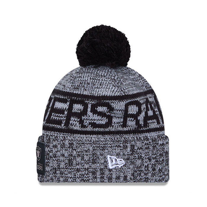 Las Vegas Raiders New Era 2025 Sideline Cold Weather Cuffed Knit Hat with Pom