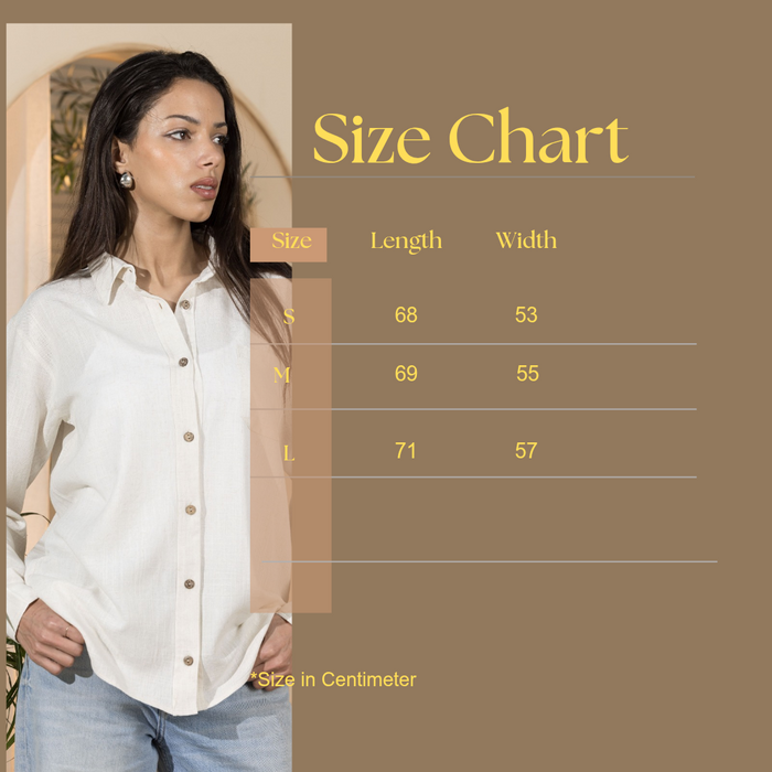 Linen Women's Long Shirt- Beige-(Size:S&L)