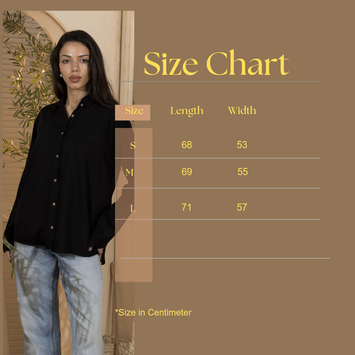 Linen Women's Long Shirt- Black (Size M&L)