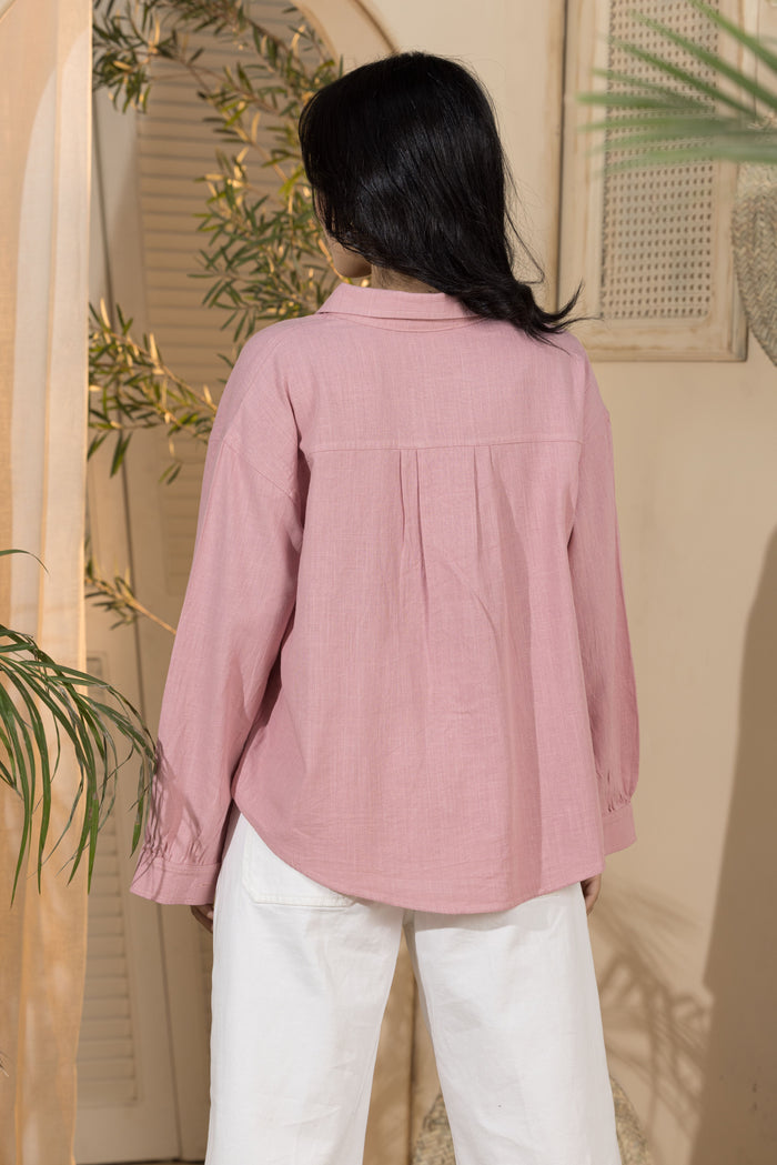 Linen Women's Short Shirt - Pink (Size L& Xl)