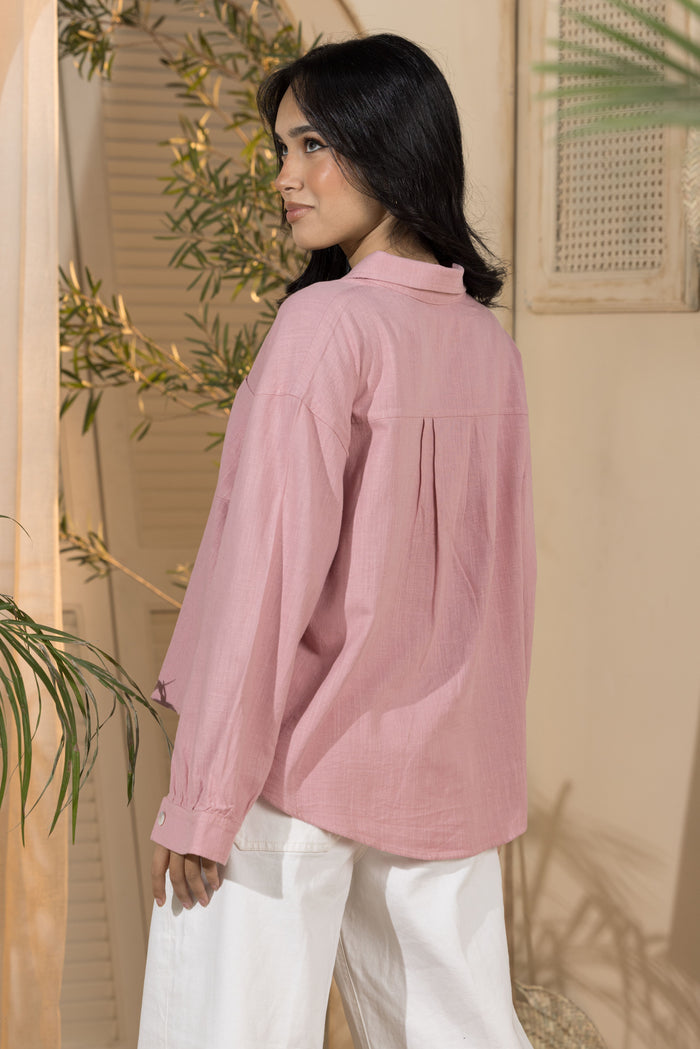 Linen Women's Short Shirt - Pink (Size L& Xl)