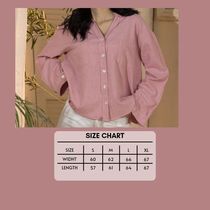 Linen Women's Short Shirt - Pink (Size L& Xl)