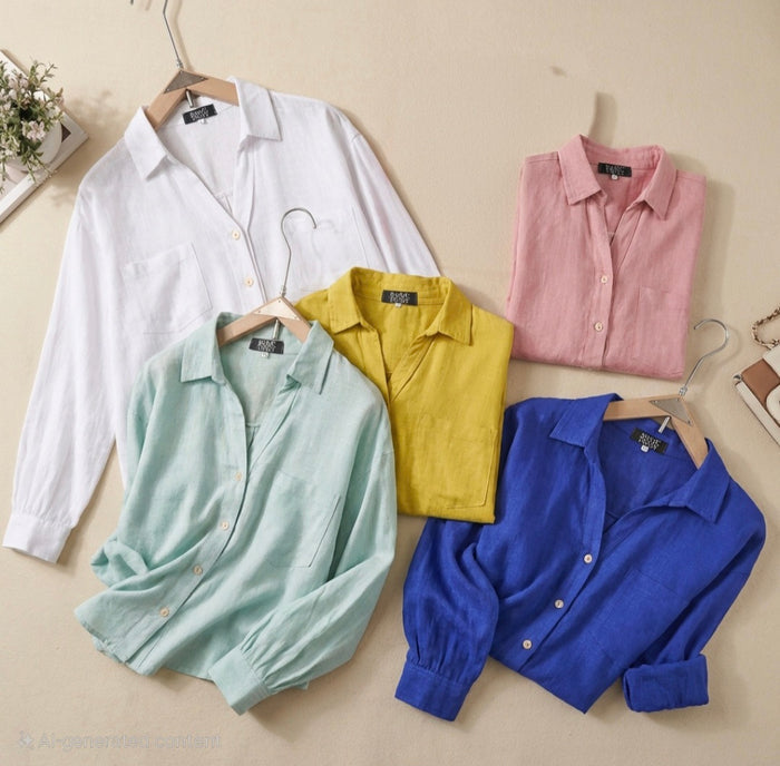 Linen Women's Short Shirt - Pink (Size L& Xl)