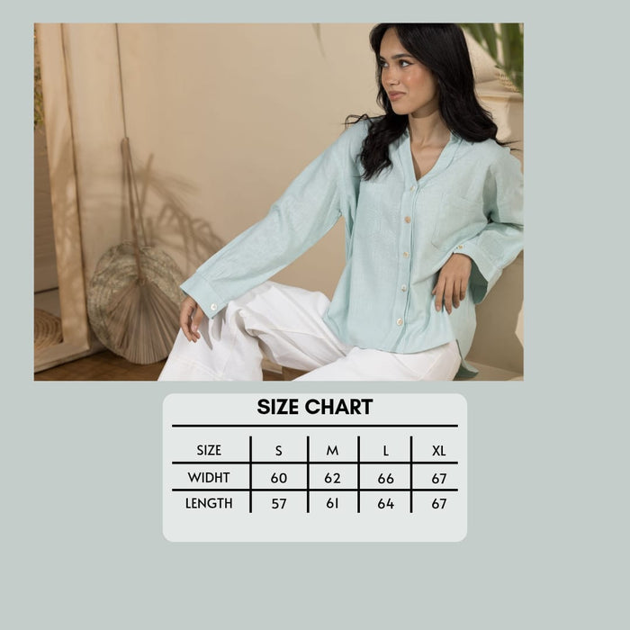 Linen Women's Short Shirt- Mint-(Size L&Xl)