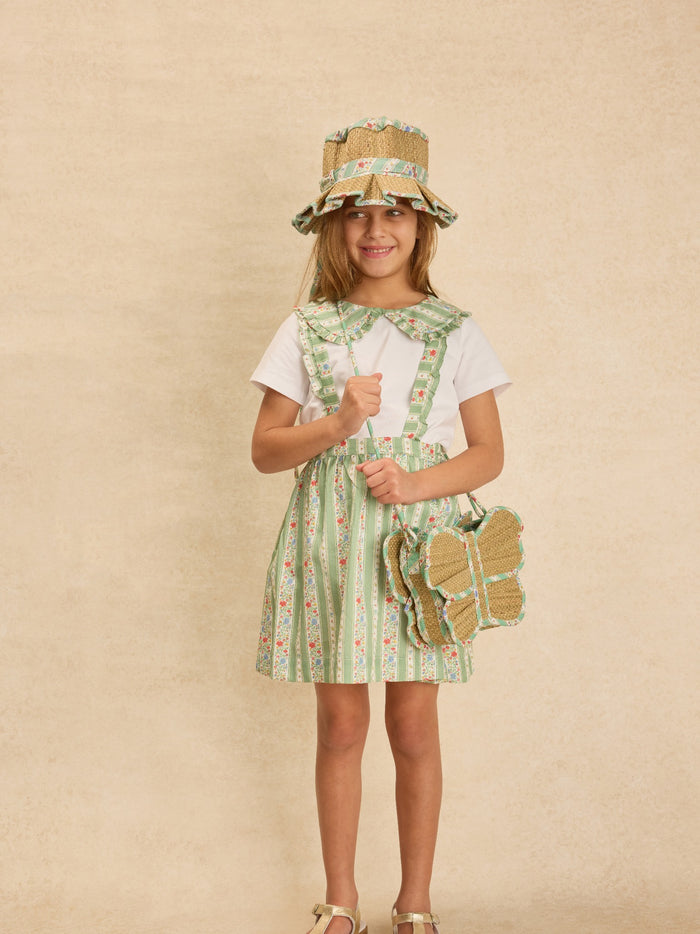 Lorna Murray x La Coqueta Sage Floral Stripe Beauty Point Girl Grass Hat