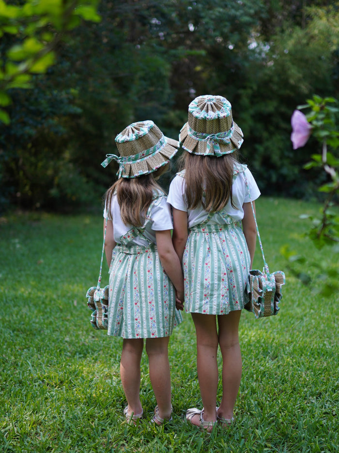 Lorna Murray x La Coqueta Sage Floral Stripe Beauty Point Girl Grass Hat