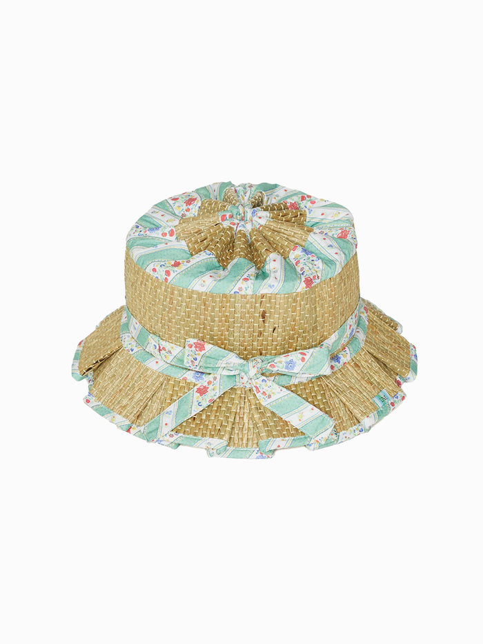 Lorna Murray x La Coqueta Sage Floral Stripe Beauty Point Girl Grass Hat