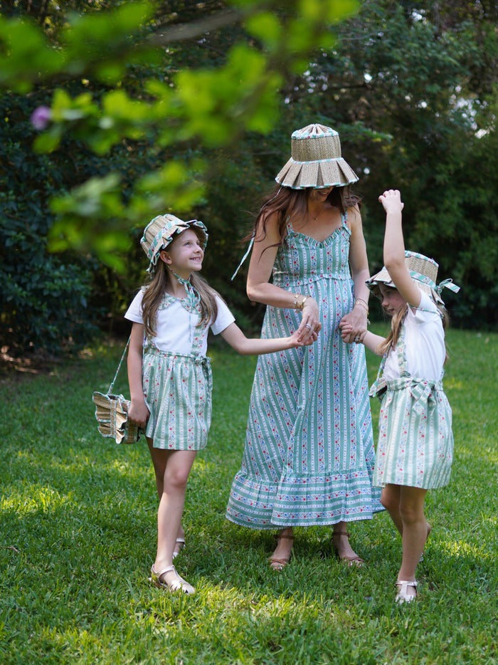 Lorna Murray x La Coqueta Sage Floral Stripe Beauty Point Girl Grass Hat
